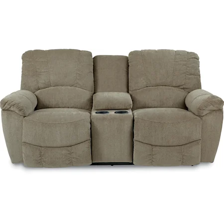 Casual La-Z-Time® Full Reclining Loveseat w/Console and Channel-Stitched Back